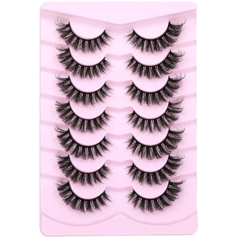 Fluffy False Eyelashes, Short Cat Eye Faux Cluster Lashes, Natural Curling Eyelashes Extensions, Volumized False Lashes for Eye Makeup Enhancement