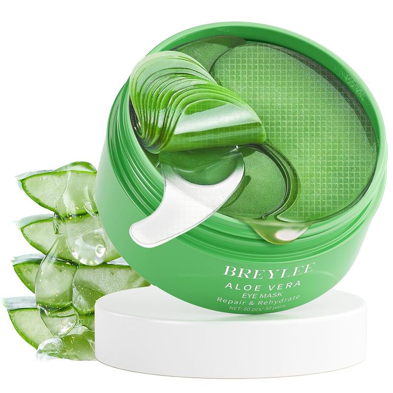 BREYLEE Aloe Vera Eye Masks 60 Pcs Under Eye Bags Treatment Puffy Eyes and Dark Circles Treatments Comfort Skin Care