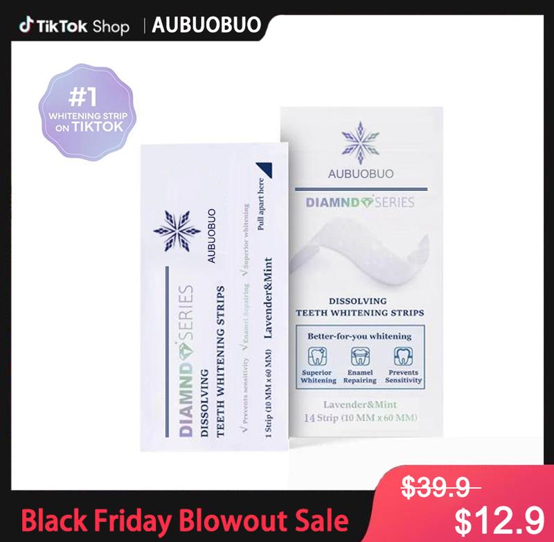 [Black Friday] AUBUOBUO Diamond Teeth Whitening Strips l Gentle& Enamel Safe White Strips for Teeth Whitening at-Home Dental Hygiene & Tooth Care for a White Smile