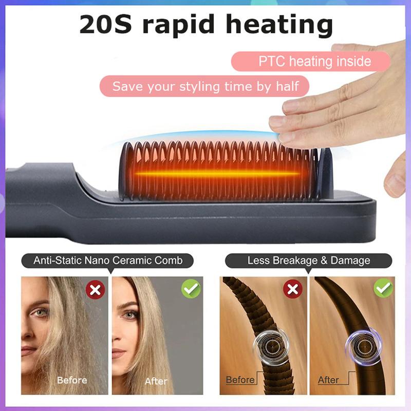 2-in-1 Hair Straightener And Curler, Ionic Flat Iron, Fast Heating, Adjustable Temperature, Wet And Dry Use, Anti-Scald Comb Design, LCD Screen, Perfect Gifts For Women