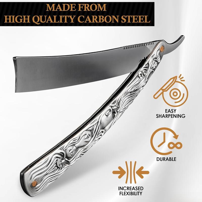 Straight Razor for Men - Barber Razor Blade Shaving  for Men Beard Razor Shaving Blade Barber Straight Razor Barber Blade Turkish Razor Straight Razors for Men - Beard Blade Barber Blades Razor