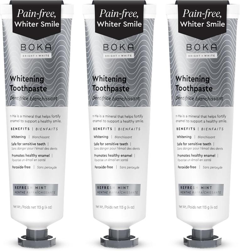 Boka New! Fluoride Free n-Ha Toothpaste, Refresh Mint Flavor, 4 Fl Oz (Pack of 3) Daily Oral Care