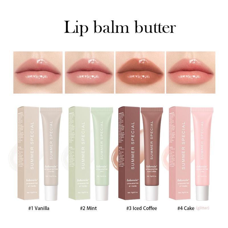 Moisturizing Lip Butter Balm, 4 Counts set Hydrating Lip Balm, Plumping Lip Oil Lip Stick, Glossy Lip Glaze Stick, Plumping Lip Cosmetic, Lip Stain