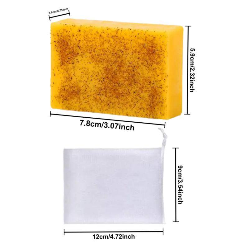 2-Pack Lemon Turmeric & Kojic Acid Soap Bars - Gentle Facial & Body Cleanser, Moisturizing Daily Use Soap for Men & Women with Soap Bag