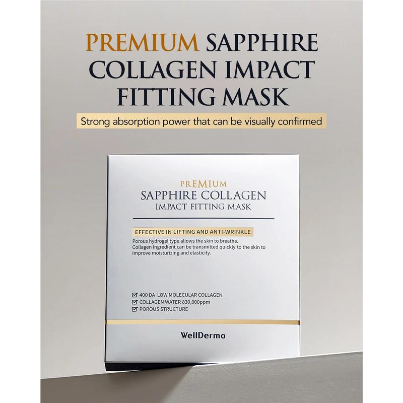 WellDerma Premium Sapphire Collagen Face Mask, Micro-Needles for High Penetration of Norwegian Collagen, Overnight Hydrating