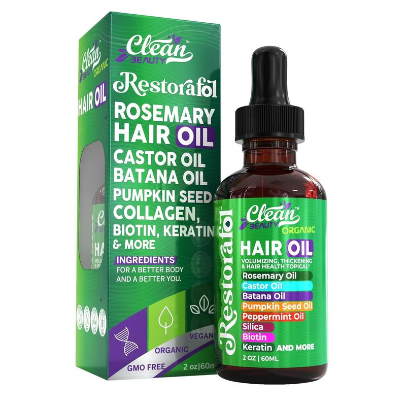 Clean Beauty Hair Oil with Castor Oil Rosemary Oil Batana Oil Pumkin Seed Peppermint Silica Biotin Keratin Oil for Hair Health