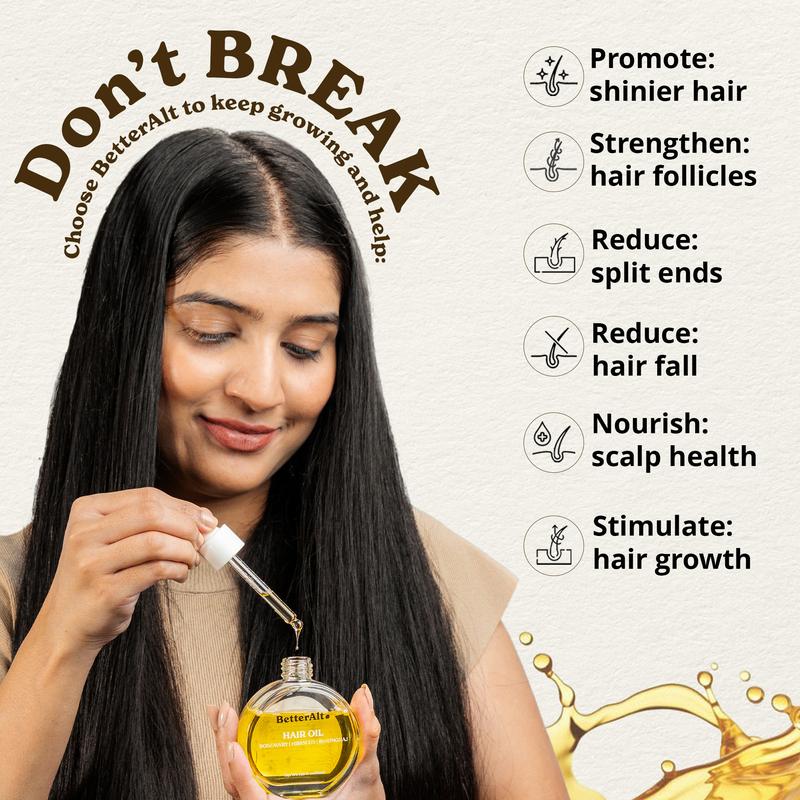 BetterAlt Hair Massage Oil | With Rosemary, Hibiscus, Bhringraj | 17 Ayurvedic Herbs | Includes Redensyl & Bicapil | Good for All Hair Types | Helps Strengthen Hair Follicles | Helps Promote Hair Growth & Shine | Net Weight 50 ml | Topical Hair Product