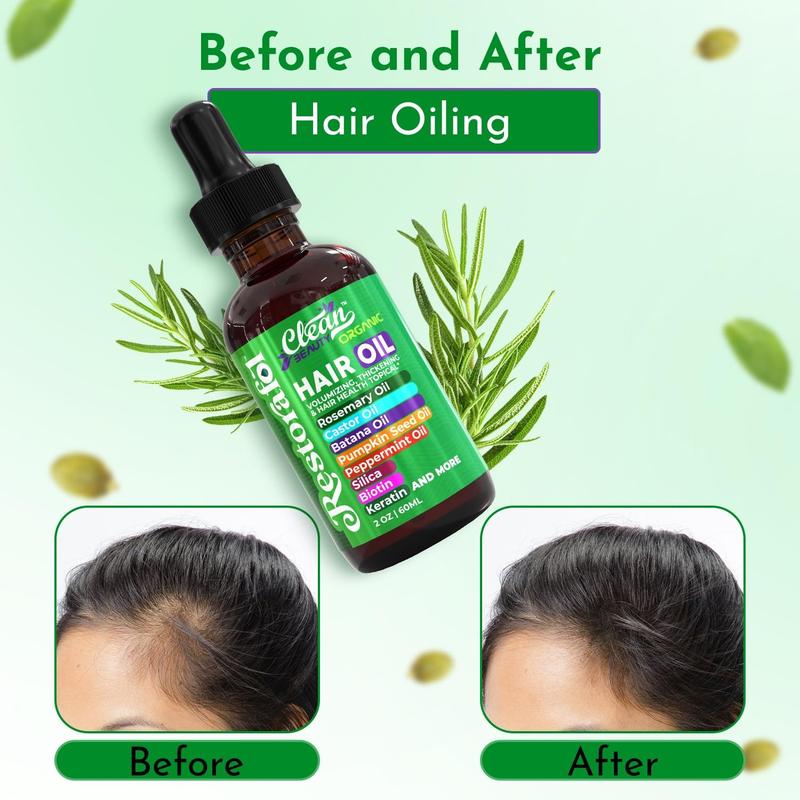 Clean Beauty Hair Oil with Castor Oil Rosemary Oil Batana Oil Pumkin Seed Peppermint Silica Biotin Keratin Oil for Hair Health