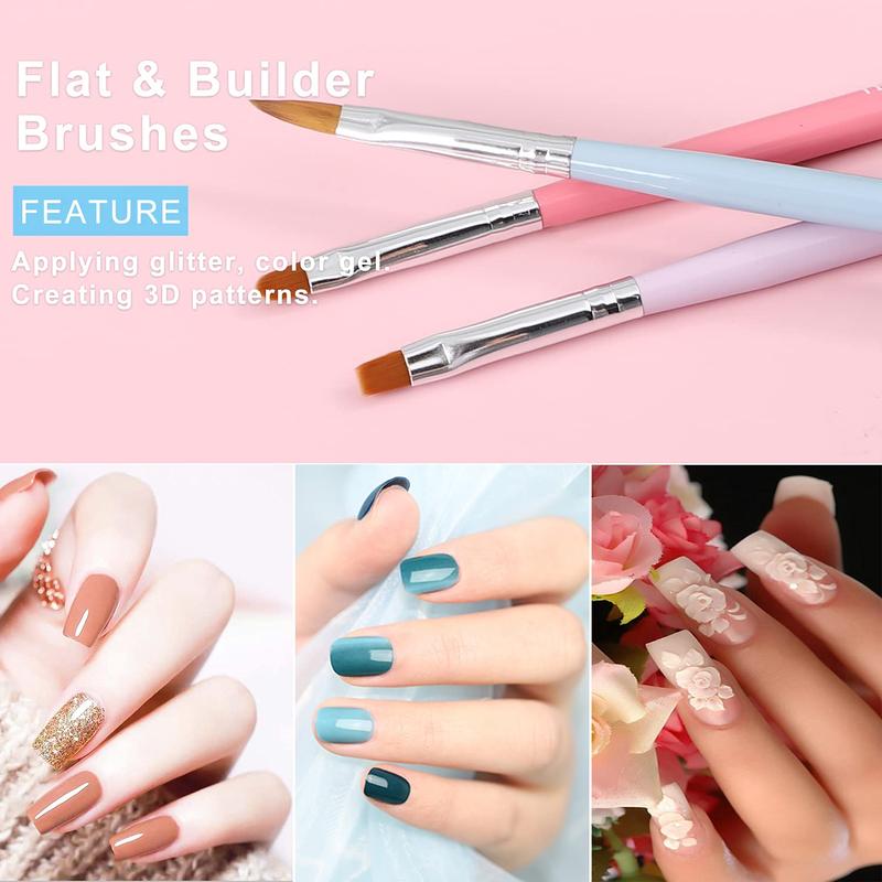 Nail Art Brushes, Nail Design Painting Brushes Builder Gel Brush Nail Dotting Tools Nail Fine Liner Brushes