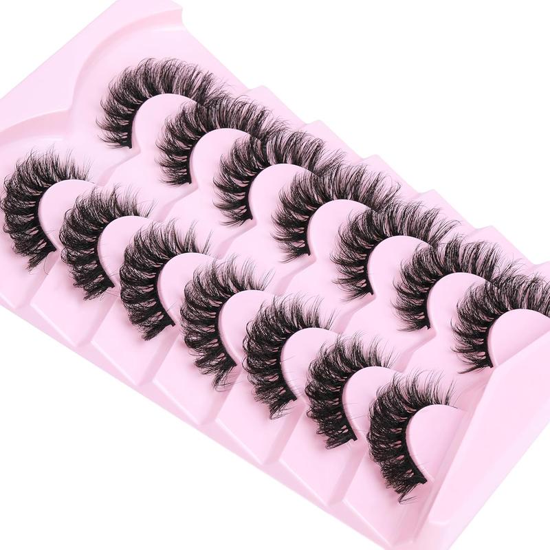 Fluffy False Eyelashes, Short Cat Eye Faux Cluster Lashes, Natural Curling Eyelashes Extensions, Volumized False Lashes for Eye Makeup Enhancement