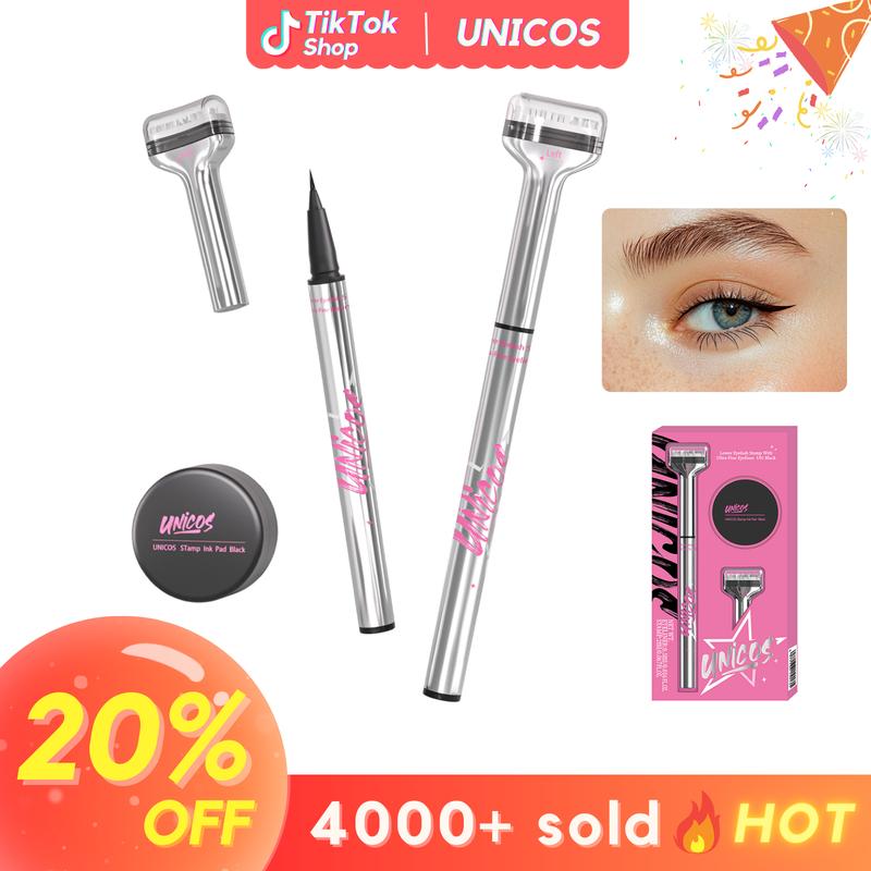 Unicos Lower Eyelash Stamp, 2-in-1 Eyeliner with Lash Stamp, Waterproof & Smudge-Proof Ink, Natural Look for Beginners Makeup Cosmetic Lipliner