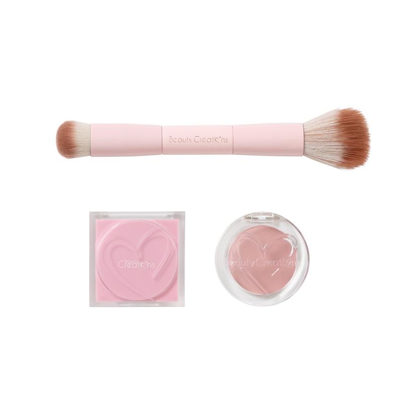 Beauty Creations Blushing Through The Snow Blush & Brush Set - Dual-Ended Brush for Natural & Bold Looks - Matte, Makeup