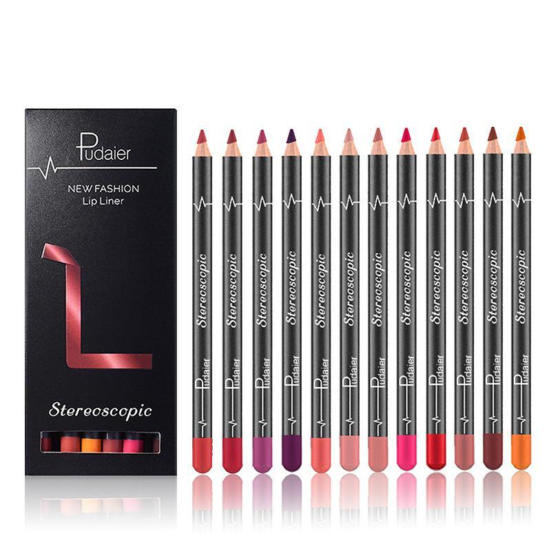 Long Lasting Lip Liner & Eyeliner Set, 12pcs set Waterproof & Non-smudging Lip Liner & Eyeliner, Professional Makeup Tool for Women & Girls