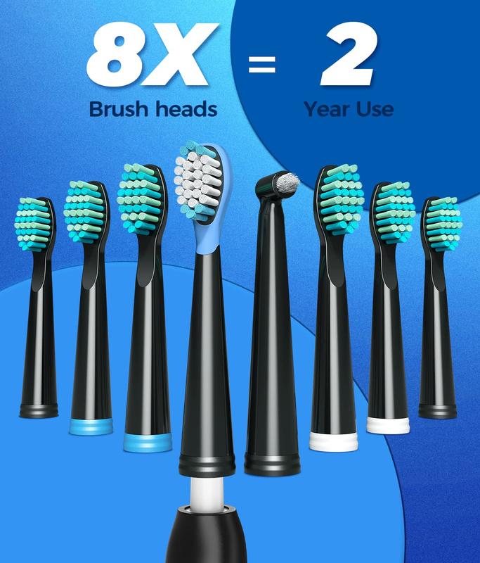 Sonic Electric Toothbrush - 8 Brush Heads, 5 Modes, 40000 VPM, Fast Charge, 30-Day Battery