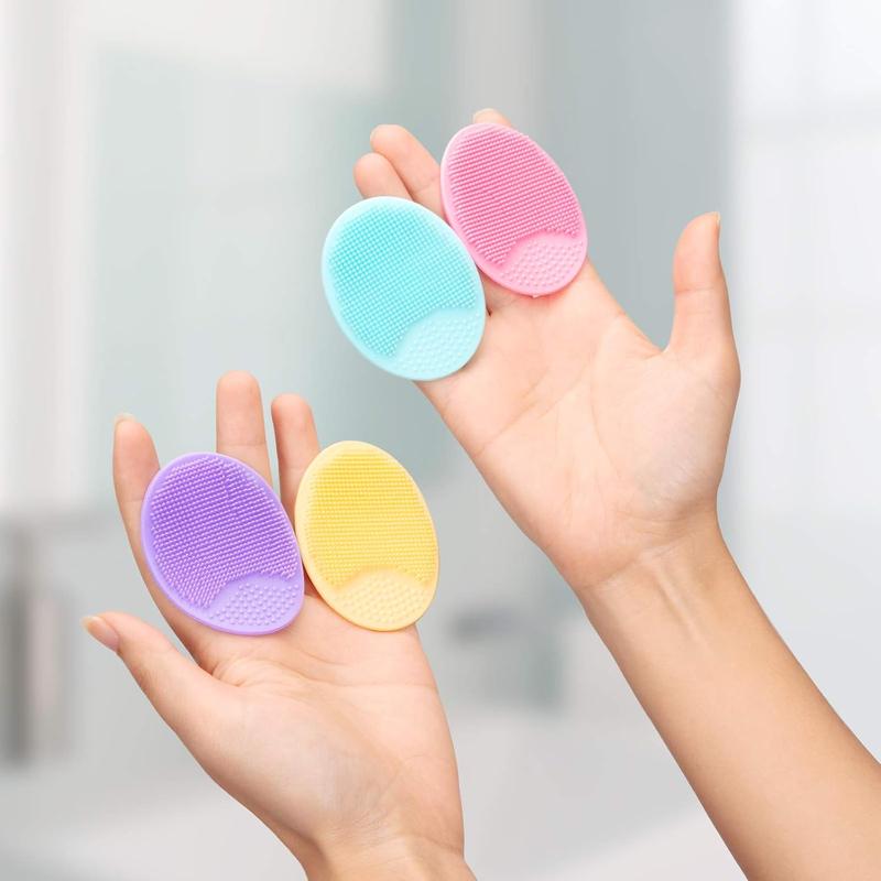 4 Pack Face Scrubber,Soft Silicone Facial Cleansing Brush Face Exfoliator Blackhead Acne Pore Pad Cradle Cap Face Wash Brush for Deep Cleaning Skin Care