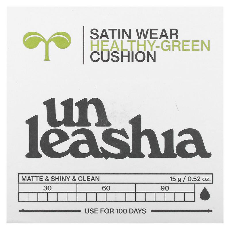 Unleashia Satin Wear Healthy-Green Cushion, SPF30 PA++, 21N Eburnean, 0.52 oz (15 g)