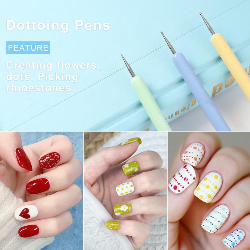 Nail Art Brushes, Nail Design Painting Brushes Builder Gel Brush Nail Dotting Tools Nail Fine Liner Brushes