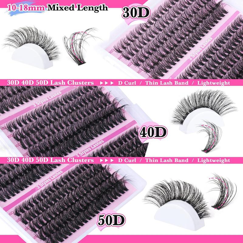 Mixed Length Eyelash Extension Kit, 1 Set Individual False Eyelashes with Eyelash Glue & Tweezers & Brush & Glue Remover, Eye Makeup Accessories