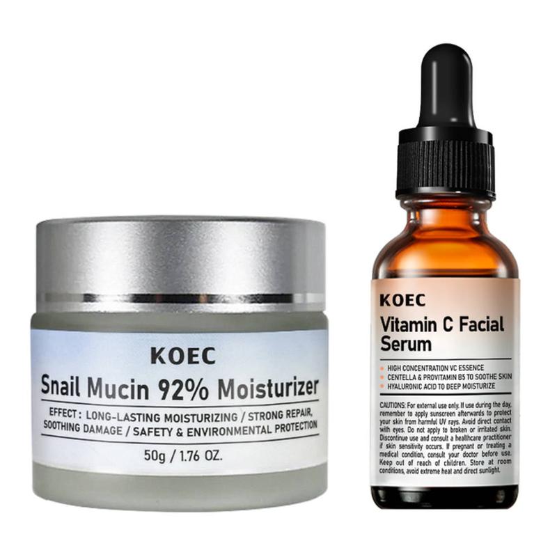 Vitamin C Moisturizing Cream & Facial Serum, Hydrating Skin Care Kit, Face Lotion for Women & Men, Daily Skincare Product