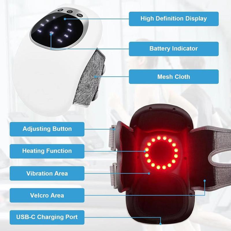 Knee Massager, Large LED Screen, Adjustable Temperature,Cordless Knee Massager with Heat and Vibration, Portable Massager for Knee Discomfort Cordless Knee Massager with Infrared Heat and Vibration for Swelling