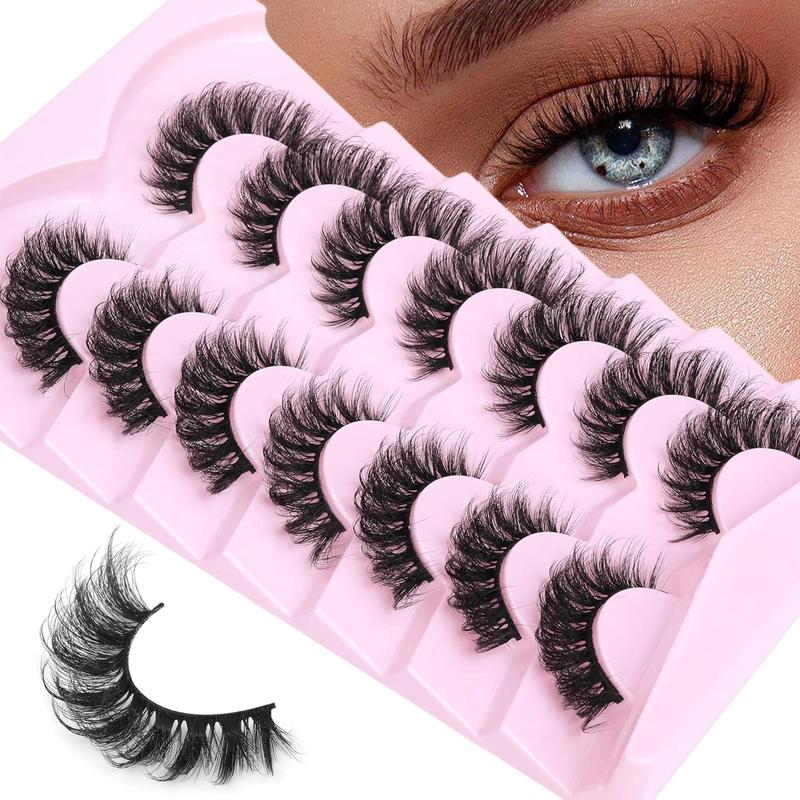 Fluffy False Eyelashes, Short Cat Eye Faux Cluster Lashes, Natural Curling Eyelashes Extensions, Volumized False Lashes for Eye Makeup Enhancement