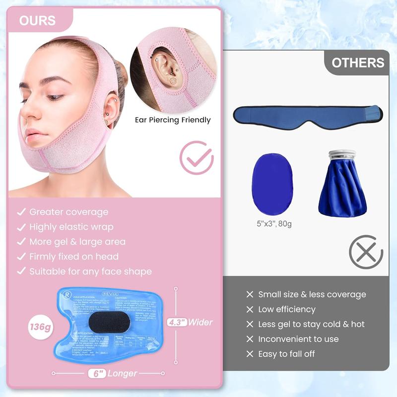 REVIX Wisdom Teeth Head Ice Pack with 3D Sewing Design with 4 Individual Removable Cold Packs, Long-lasting Cooling Gel Ice Pack Available in 3 Colors