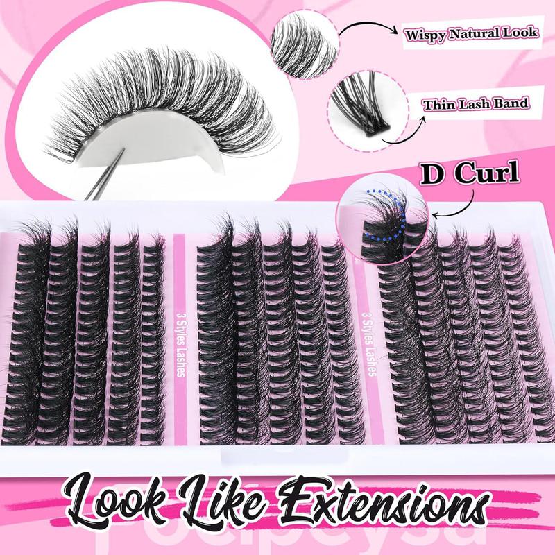 Mixed Length Eyelash Extension Kit, 1 Set Individual False Eyelashes with Eyelash Glue & Tweezers & Brush & Glue Remover, Eye Makeup Accessories