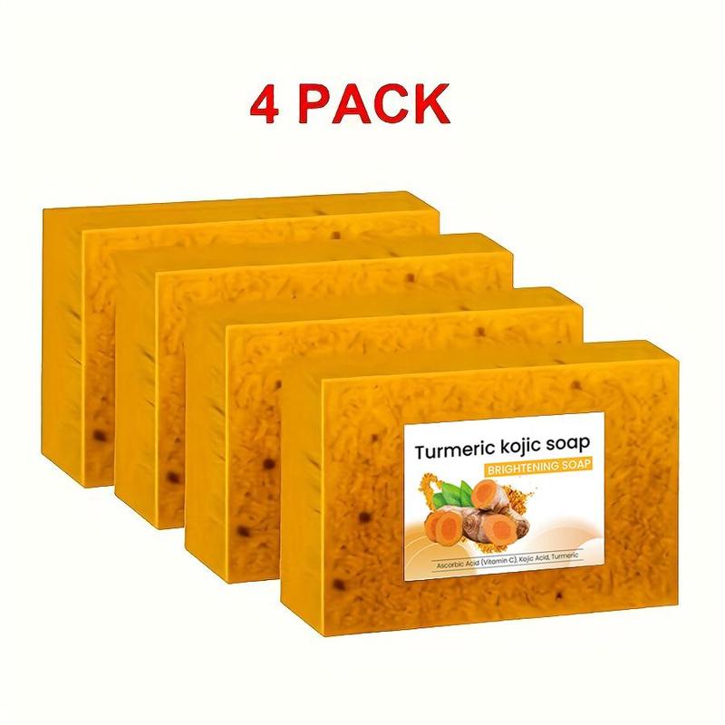 3 in 1 Turmeric Soap, 4 Counts set Deep Cleansing & Gentle Exfoliating Skin Soap, Brightening & Moisturizing Soap for Body & Face