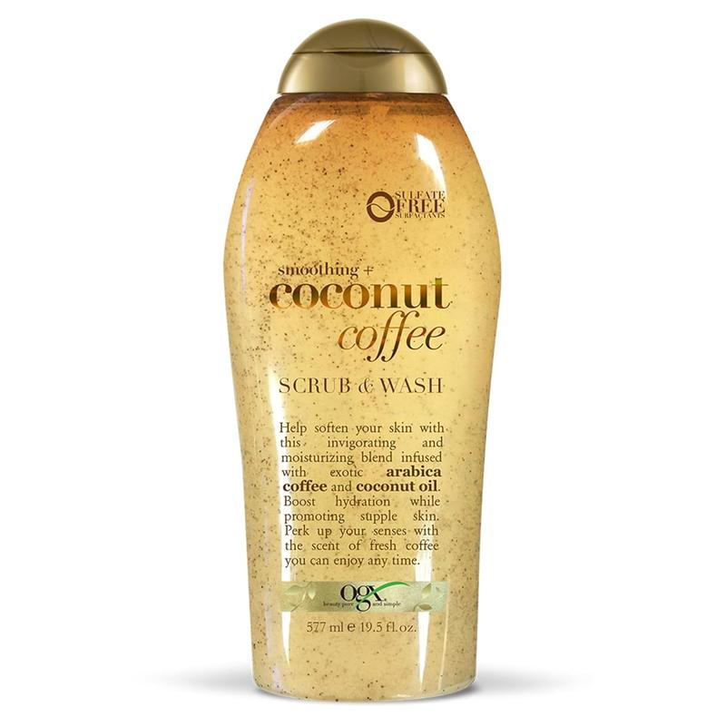 Smoothing + Coconut Coffee Exfoliating Body Scrub with Arabica Coffee & Coconut Oil, Moisturizing Body Wash for Dry Skin, Paraben-Free with Sulfate-Free Surfactants, 19.5 Fl Oz