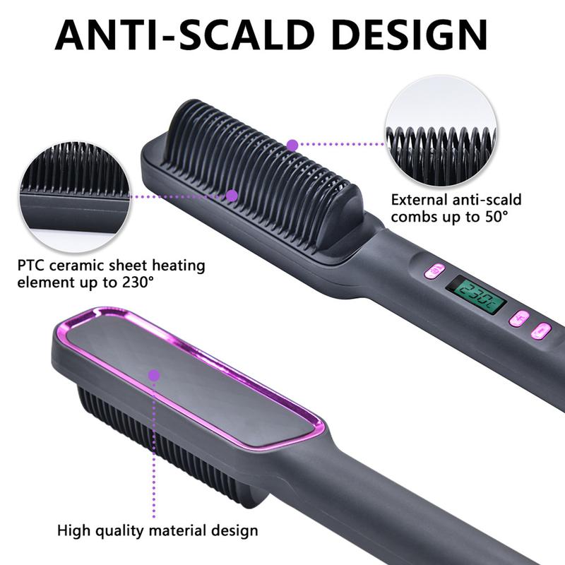 2-in-1 Hair Straightener And Curler, Ionic Flat Iron, Fast Heating, Adjustable Temperature, Wet And Dry Use, Anti-Scald Comb Design, LCD Screen, Perfect Gifts For Women