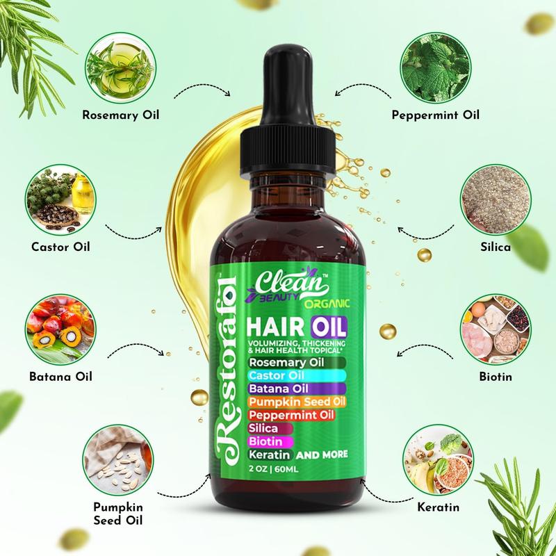 Clean Beauty Hair Oil with Castor Oil Rosemary Oil Batana Oil Pumkin Seed Peppermint Silica Biotin Keratin Oil for Hair Health