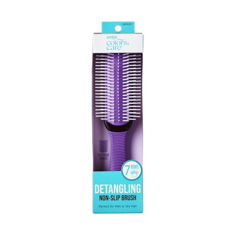 KISS Colors & Care Professional Detangling Non-Slip Brush - Purple