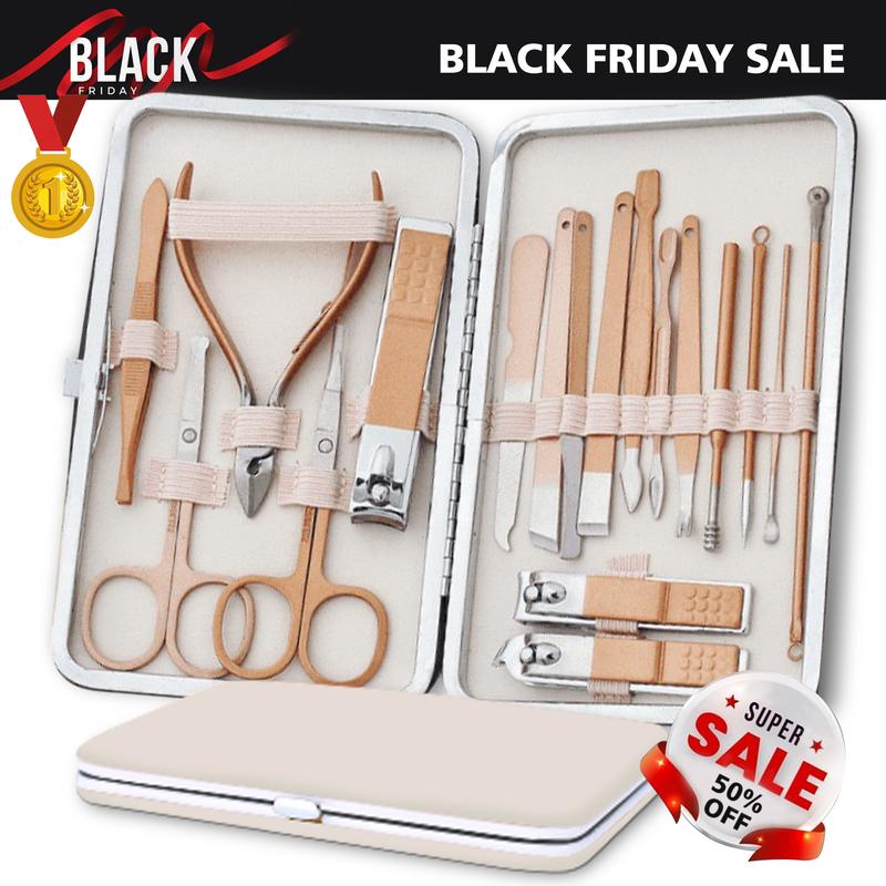 18pcs Manicure Set for Women, Nail Art Set for Home & Travel, Light Weight Nail Care Products, Nail Kit Black Friday Christmas Shop Deal Daily