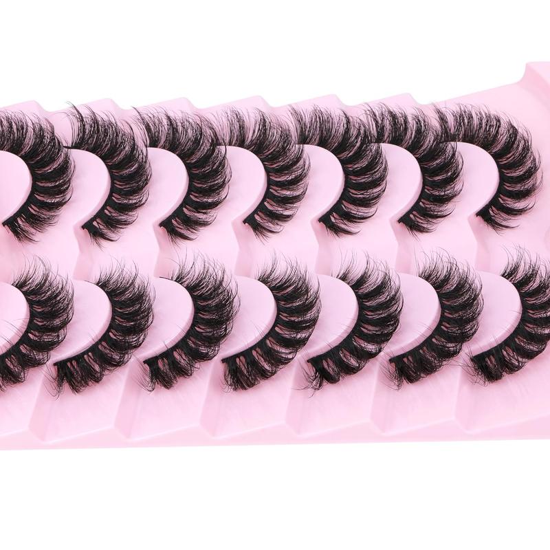 Fluffy False Eyelashes, Short Cat Eye Faux Cluster Lashes, Natural Curling Eyelashes Extensions, Volumized False Lashes for Eye Makeup Enhancement