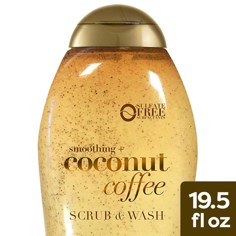 Smoothing + Coconut Coffee Exfoliating Body Scrub with Arabica Coffee & Coconut Oil, Moisturizing Body Wash for Dry Skin, Paraben-Free with Sulfate-Free Surfactants, 19.5 Fl Oz