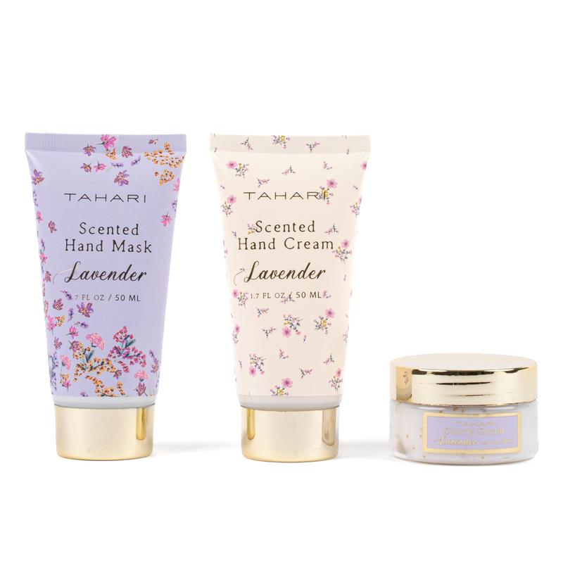 Tahari Lavender Spa Set for Women - Hand Cream, Hand Mask, Cuticle Scru & Lotion Gift Set - Birthday Gifts for Women