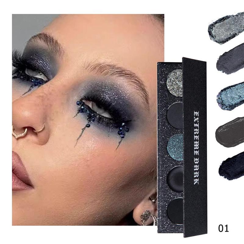 5 Color Eyeshadow Palette, Matte and Glitter Eye Shadows Palette, Long Lasting Shimmering Eye Shadow Makeup Products, High Pigmented Eye Makeup Products