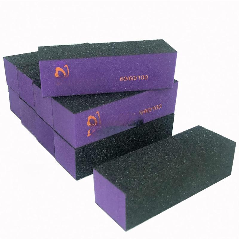 Buffer Sanding Block Polisher Buffing File 60 100 Grit for   Art Kit Manicure Tools 10 count (Black Purple)