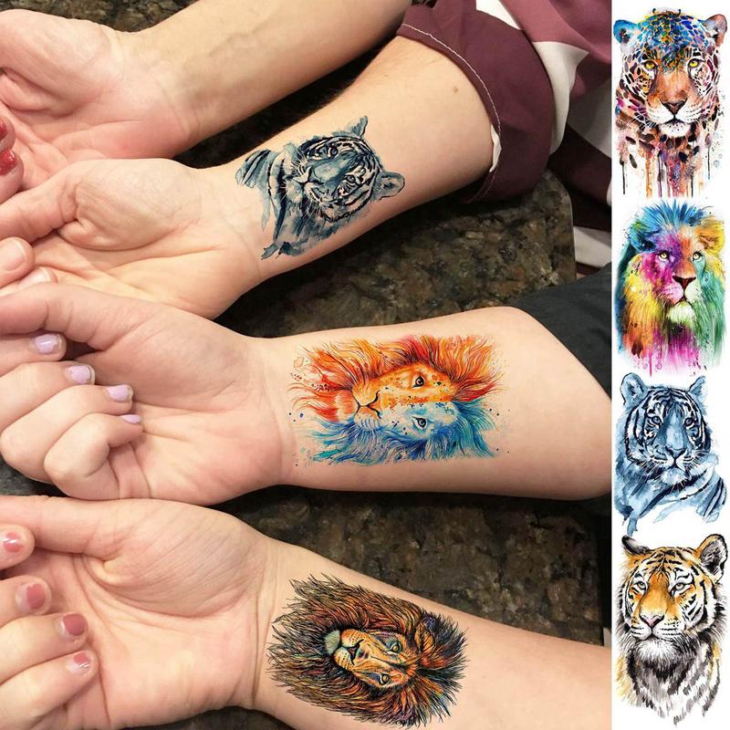 Watercolor Animals Pattern Temporary Tattoo Sticker, 31pcs set Funny Waterproof Fake Tattoo Sticker, Body Art Sticker for Kids & Adults