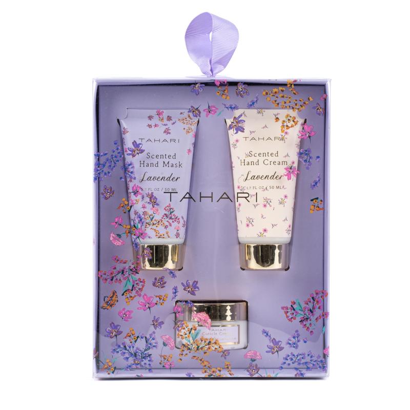 Tahari Lavender Spa Set for Women - Hand Cream, Hand Mask, Cuticle Scru & Lotion Gift Set - Birthday Gifts for Women