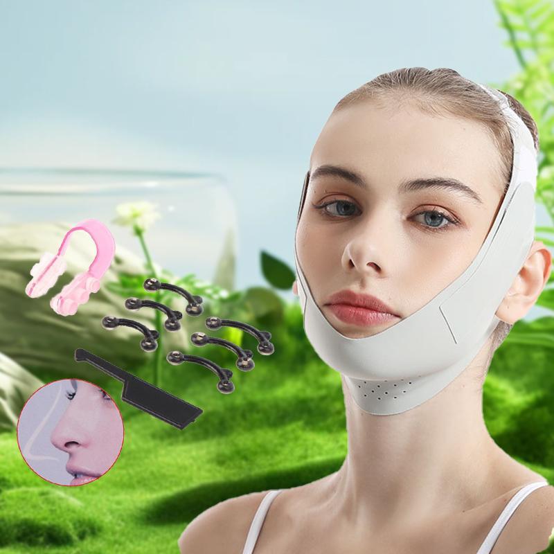 V-shaped Face Lifting Belt with Nose Up Clip Tool Set, Reusable Cheek Lift Up Face Strap, Facial Beauty Tools for Women & Girls