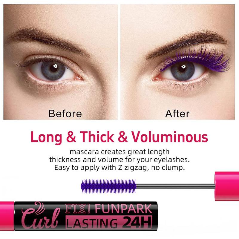 Waterproof Color Mascara, 1 Count Long-lasting Highly Pigmented Eyelashes Mascara, Eyelashes Lengthening Volumizing, Professional Eye Makeup Products