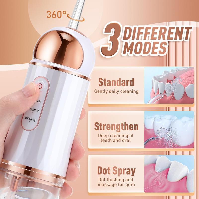 Rechargeable Water Flosser, 1 Box Portable Oral Irrigator with 4 Counts Nozzles, Waterproof Teeth Cleaner, 3 Modes Teeth Cleaning Tool for Home & Travel, Christmas Gift