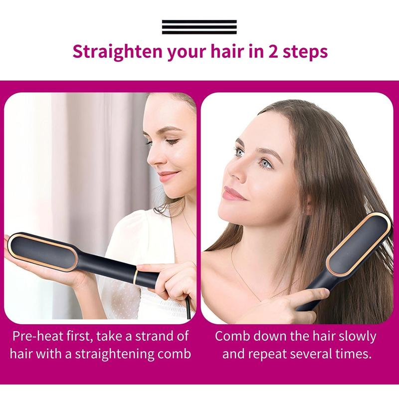 Hair Straightener Brush, Anti-scald Comb Design Hair Straightening Brush, LCD Screen Hot Hair Brush for Smooth Frizz Free Hair