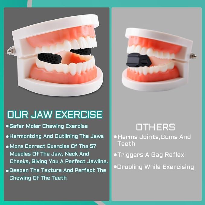 Jawline Exerciser And  Respiratory Trainer Exerciser For Men & Women - Powerful Jaw Trainer - Different Resistance Levels - Double Chin Reducer Eliminator - Silicone Jaw Toner Tablets - Face Neck Shaper & Strengthener Line Chewing Gum Skincare Comfort