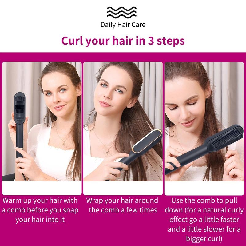 Hair Straightener Brush, Anti-scald Comb Design Hair Straightening Brush, LCD Screen Hot Hair Brush for Smooth Frizz Free Hair