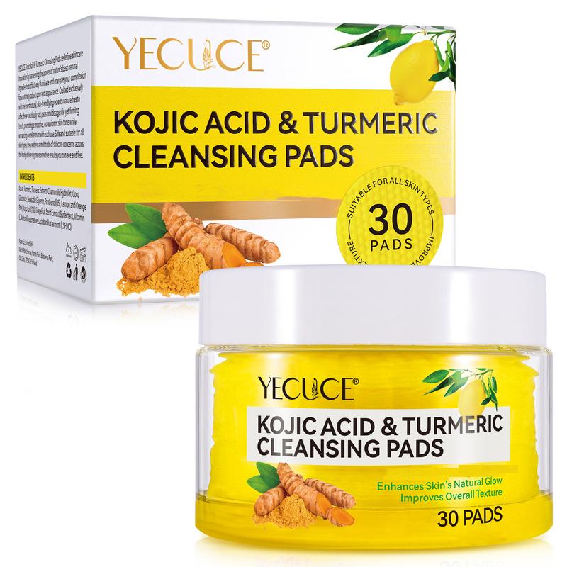 Yecuce Turmeric Kojic Acid Exfoliating Cleansing Pads Skincare Comfort (30 or 50 pads)