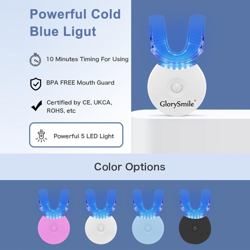 3PCS Glory Smile Tooth Beauty Instrument Suit Tooth Whiteness Instrument Special Gel Tooth Household Tooth Cleaner Dental Cleaner Teeth Whitening Light With 5 Carbamide Peroxide Teeth Whitening Gel