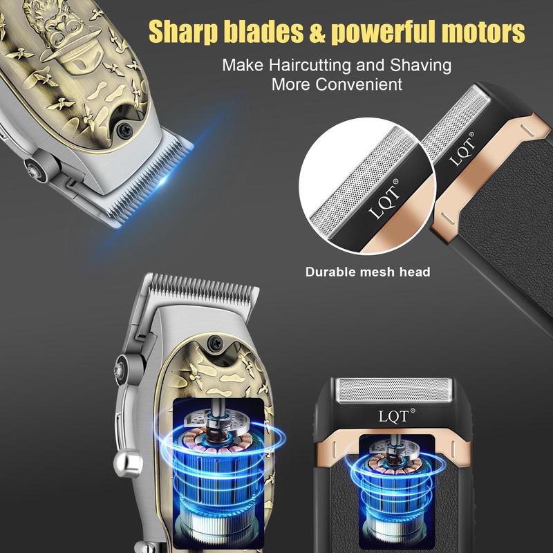 Professional Barber Clipper Razor Kit, 1 Box Rechargeable Electric Hair Trimmer & Accessories, Men's Grooming Essential, Great for Barbershop Salon Home Use, Christmas Gift, Barber Kit, Hair Cutting Machines