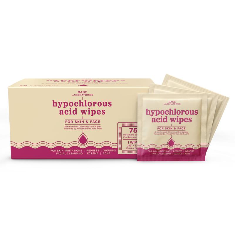 Base Labs Hypochlorous Acid Spray & Wipes Bundle | Complete Skin & Wound Healing Set with Hypochlorous Acid & Saline Solution for Face, Skin & Body | Fast Relief for Acne, Eczema, Piercings, & Irritations